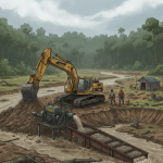 Bronjong di Dusun Lubuk Kayu Aro Bungo Diduga Rusak Akibat Alat Berat PETI Milik Oknum Datuk Rio